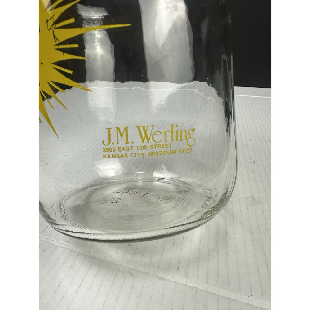 Vtg  Sun Tea Glass Jar Yellow J.M‎ Werling 1 Gallon Retro with Lid. No Dispenser - Picture 2 of 4